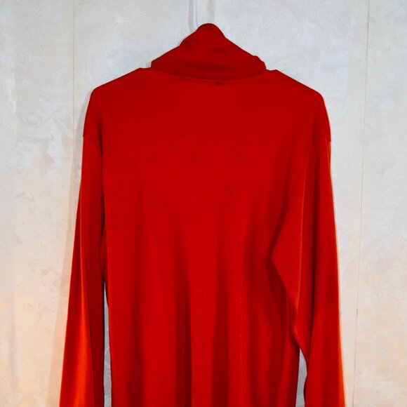 L.L. Bean Men's M | Carefree Unshrinkable Mock Neck Shirt | Burnt Orange Red - Picture 2 of 3